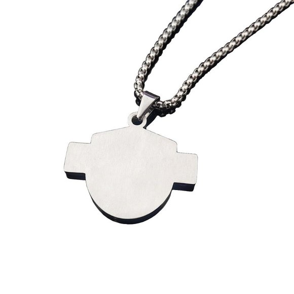 BIKER BAR SHIELD PENDANT STAINLESS STEEL CHAIN NECKLACE + Fast Ship - Picture 2 of 3